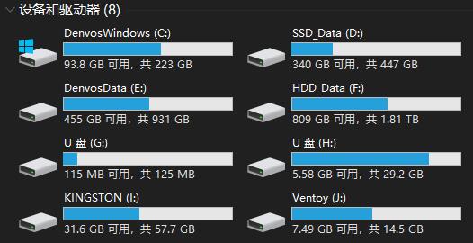 在Explorer中看到的磁盘