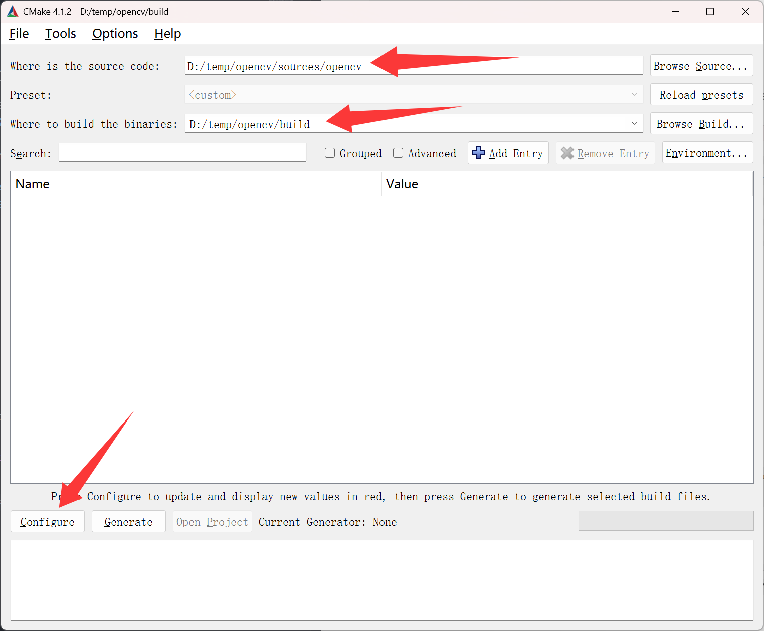 CMake-GUI初次配置